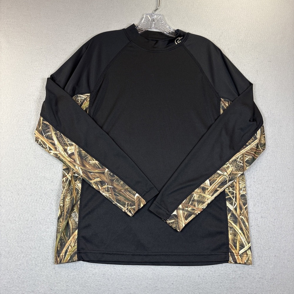 Ducks Unlimited Long Sleeve Shirt Men's L Black Hunting Dri Fit Lightweight